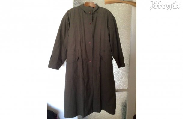 Khaki színű, bélelt, hosszú férfi ballonkabát kitűnő állapotban eladó