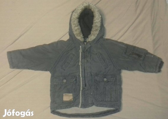 Khaki szőrme kapucnis télikabát, Next, 80-86