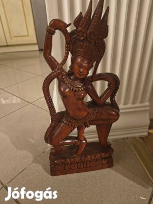 Khmer aspara táncos fábol, kézzel faragott szobor, faragás