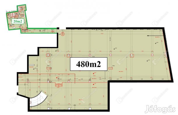 Kiadó Miskolc belvárosi, utcafronti 480 m2-es üzlethelyiség