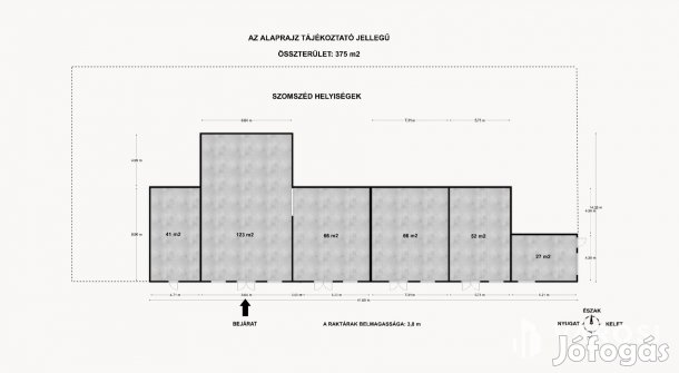 Kiadó raktárak: 27 - 375 m2 között