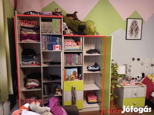 Kifogástalan állapotú gyerekszoba garnitúra íróasztal ágyak polcok sző