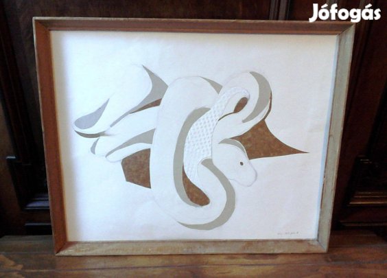 Kígyó grafika-kollázs eladó