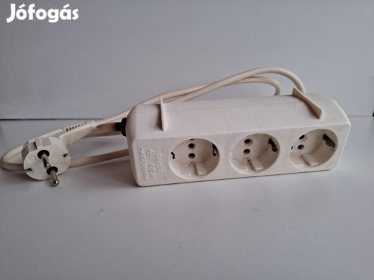 Kilences (3+6) hosszabító hálózati elosztó fehér zsinór 140 cm