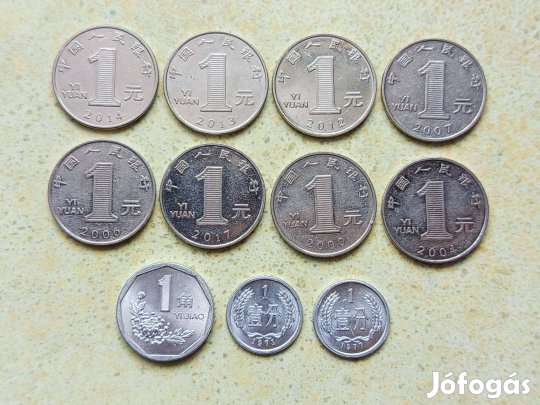 Kína 11 db Különböző Érme 1 Jiao Yiao 1971-2017