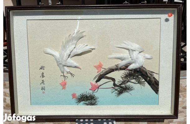 Kínai 3D falikép valódi madártollból nagyméretű (60×90 cm)