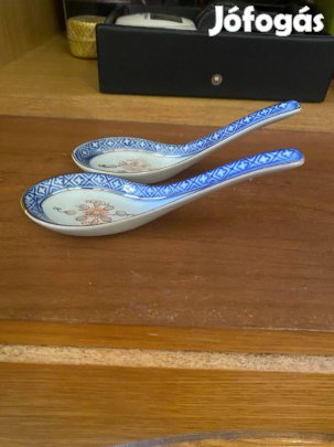 Kínai Porcelán Kanál Készlet (2 db) Kézzel festett, rizsszemes díszí