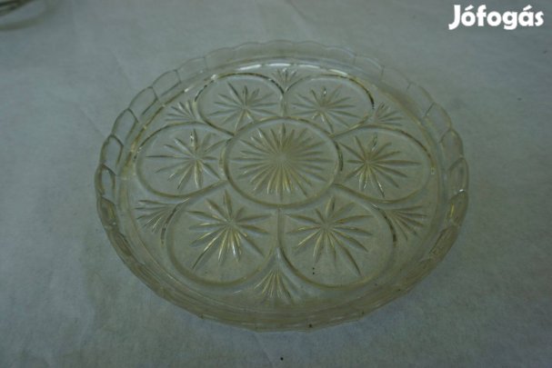 Kínáló üvegtál körkörös csillag mintázattal eladó