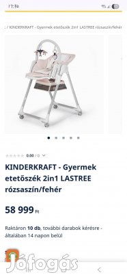 Kinderkraft 2in1 etetőszék, rózsaszín