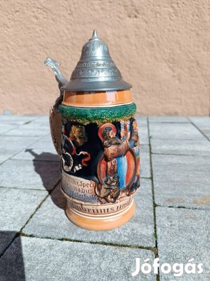 King Werks Antik német ónfedeles söröskorsó , korsó