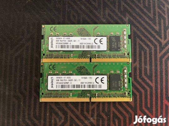 Kingston 16GB 2x8GB 1RX8 PC4-2400R Notebook DDR4 Memória Sodimm RAM