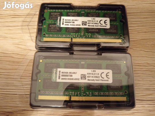 Kingston 16Gb (2x8Gb) DDR3L 1,35V 1600mhz laptop memóriák Kvr16LS11/8
