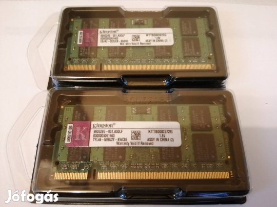 Kingston 4Gb (2x2Gb) DDR2 800mhz laptop memóriák szettben KTT800D2/2G