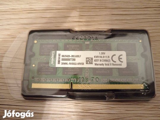 Kingston 8Gb DDR3L (1,35V) 1600mhz laptop memória új Kvr16LS11/8