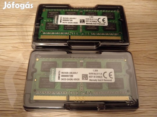 Kingston 8Gb (2x4Gb) DDR3L (1,35V) 1600mhz laptop memóriák Kvr16LS11/4