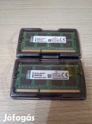 Kingston 8Gb (2x4Gb) DDR3 1600mhz laptop memóriák új Kvr16S11/4