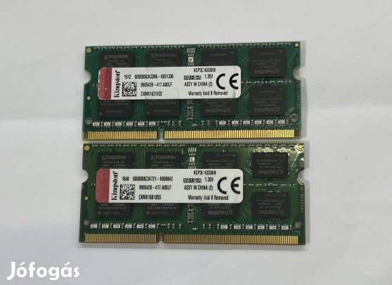 Kingston DDR3 16gb(2x8)gb PC3L 12800S 1600 Mhz