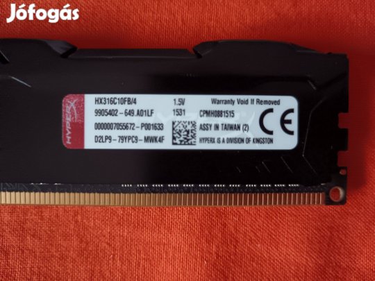 Kingston alacsony hűtőbordás 20GB (5x4GB) 1600MHZ DDR3 RAM