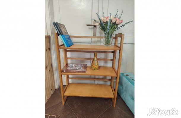 Kinyitható retró fa könyvespolc