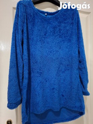 Királykék női pihepuha pulóver vékony/M-L