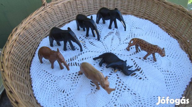 Kis fa afrikai állat szobor 6 + 1 db