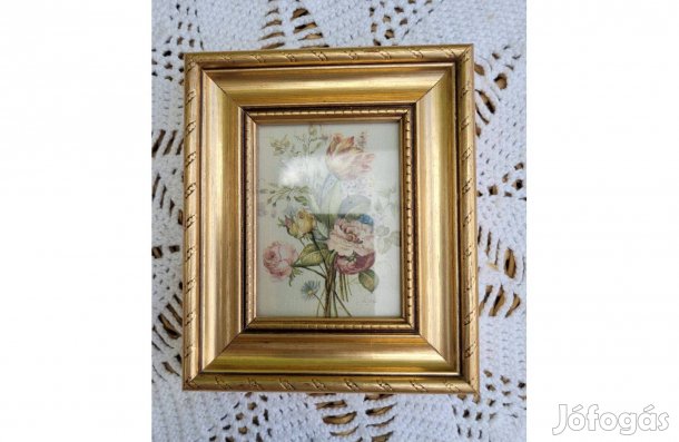 Kis selyemkép aranyozott fa keretben