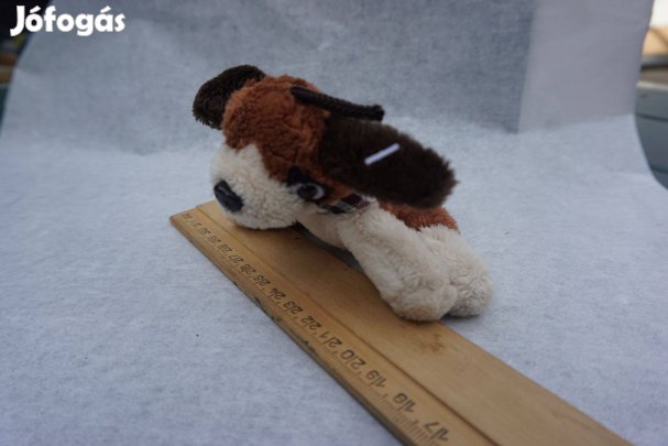 Kis tarka plüss kutya, a szeme körül fekete szőrzettel eladó