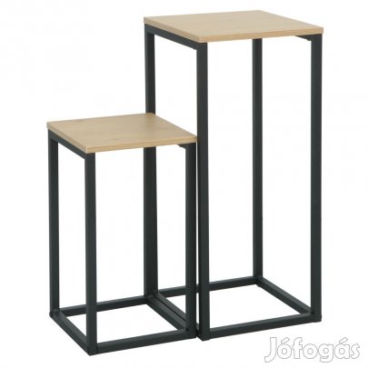 Kisasztalok, 2 db-os szett, tölgy/fekete, TOLSOS