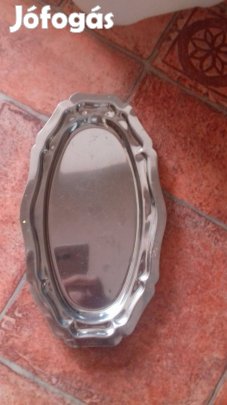 Kisebb rozsdamentes új gyűrűtartó tálka 22x12 barokk