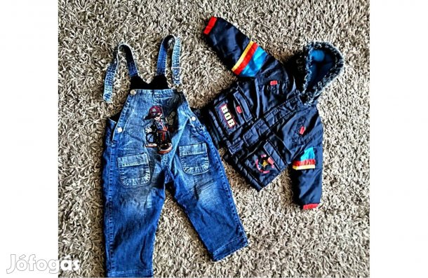 Kisfiú BOB bélelt kabát, kantáros bélelt farmer nadrág