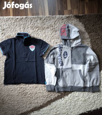 Kisfiú galléros póló+kapucnis pulóver 134-es méret.