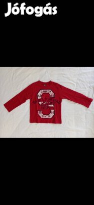 Kisfiú hosszú ujjú póló (100-as, Xxs, Benetton, piros)