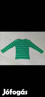 Kisfiú hosszú ujjú póló (122-128-as, zöld csíkos, C&A)