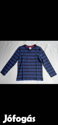 Kisfiú hosszú ujjú póló (128-as, kék-fekete csíkos, Palomino)