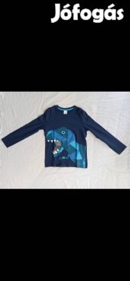 Kisfiú hosszú ujjú póló (128-as, sötétkék dinoszauruszos, C&A)