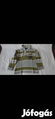 Kisfiú hosszú ujjú póló (86-os, zöld-szürke csíkos, H&M)