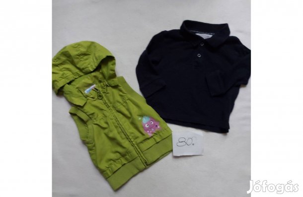 Kisfiú mellény és Zara márkájú galléros póló, 80-as méretű