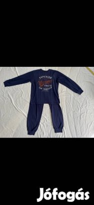 Kisfiú pizsama (152-158-as, biopamut, sötétkék)