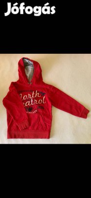 Kisfiú pulóver (116-os, csuklyás, biopamut, Palomino)