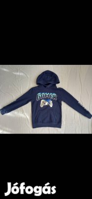 Kisfiú pulóver (134-140-es, Gamer, csuklyás)