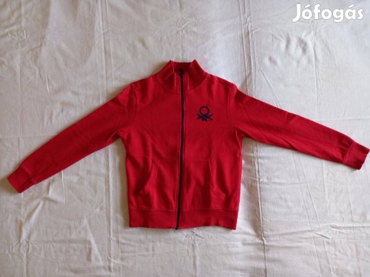 Kisfiú pulóver (150-es XL, piros, Benetton, cipzáras)