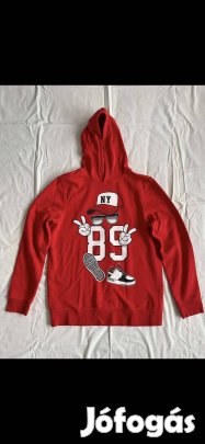 Kisfiú pulóver (176-os, piros, csuklyás, C&A)