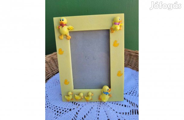 Kiskacsa mintás gyerek képkeret üveg előlappal