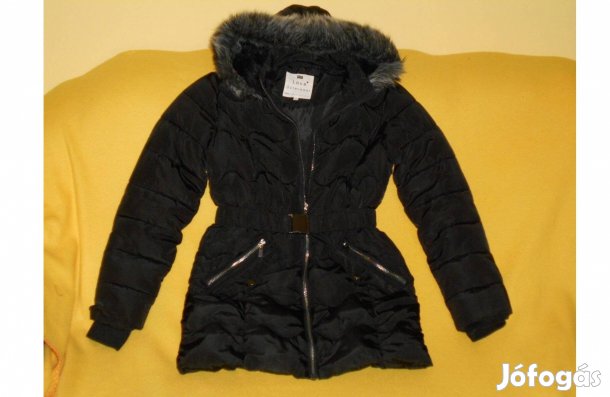 Kislány fekete, téli dzseki, kabát. F&F, steppelt, újszerű. 13-14 év,