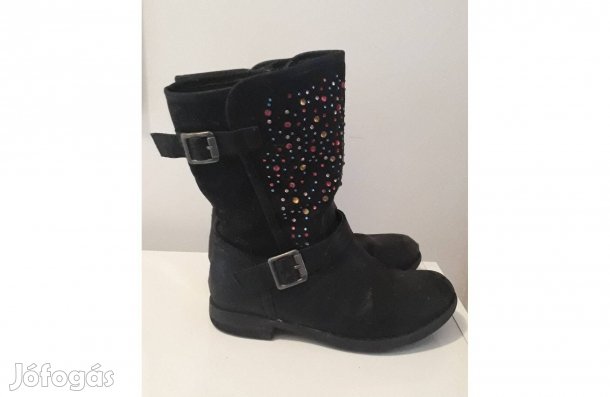 Kislány fekete csizma, EU 30, "Cupcake", köves