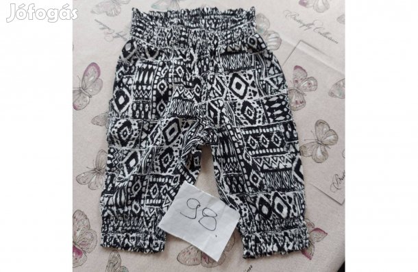 Kislány nyári nadrág, 98-as méretű, fekete-fehér színű