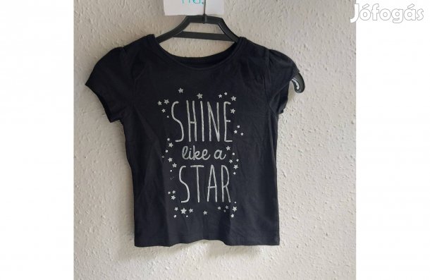 Kislány póló, 116-os, fekete alapon feliratos