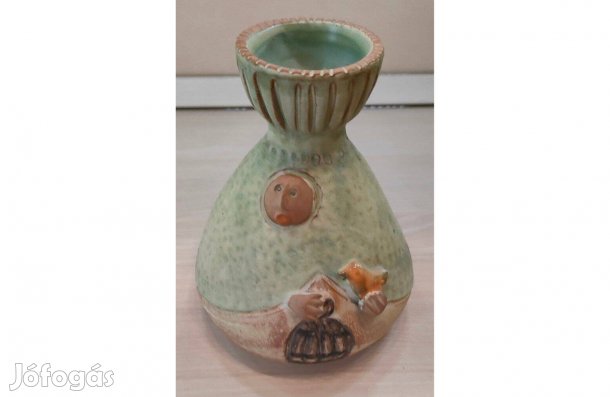 Kiss Roóz Ilona kerámia váza, 18 cm-es