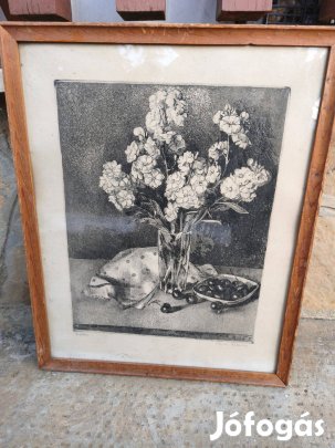 Kiss Terézia , virág csendélet , rézkarc