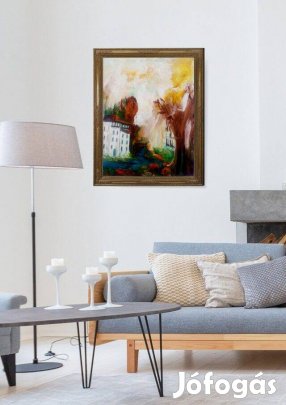 Kiszáradt fa a kanális mentén. Modern absztrakt festmény. Ismeretlen H